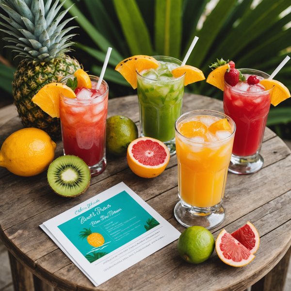 Comment créer une carte de boissons à base de fruits tropicaux pour un bar de plage?